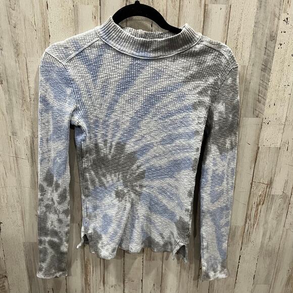 We The Free Swirl Tee Sz Small Light Night Tie Dye Mock Neck Long Sleeve Womens - Picture 2 of 8